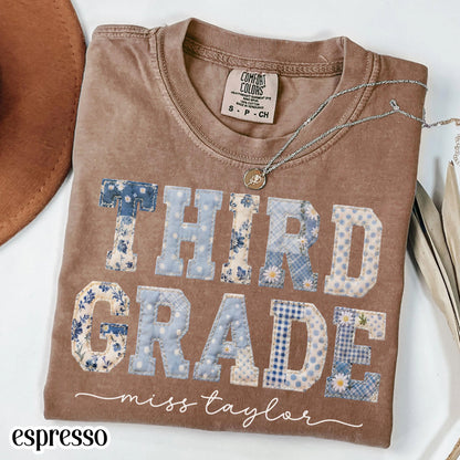 Third Grade Comfort Colors® Shirt 3rd Grade Dream Team Teacher Tee Custom School Name Matching Group T-Shirt Faux Patchwork Back to School