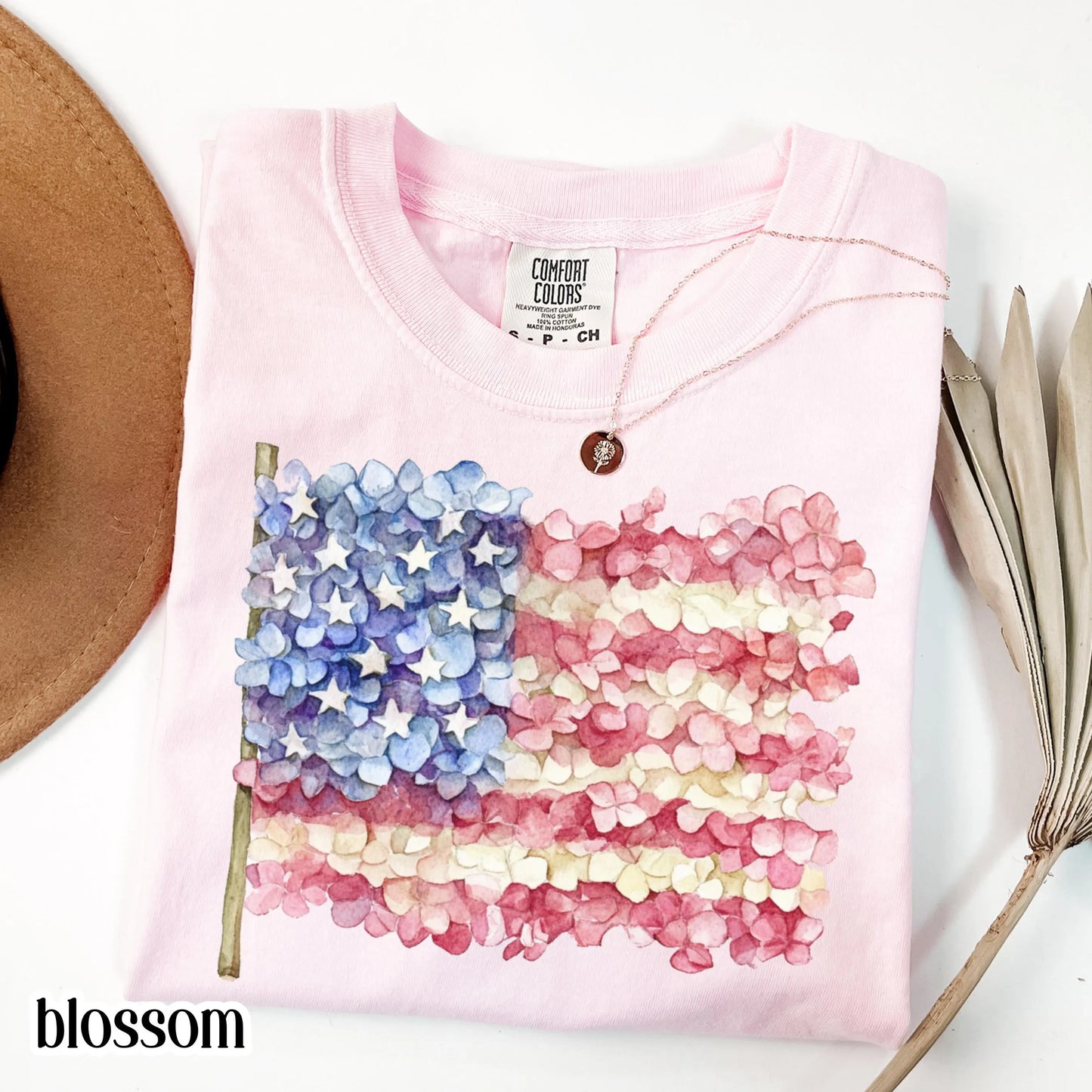 Comfort Colors 4th of July Shirt, USA Shirt, Fourth of July Shirt, American Flag Shirt, Classic USA Shirt, Floral Shirt, Hydrangea Shirt