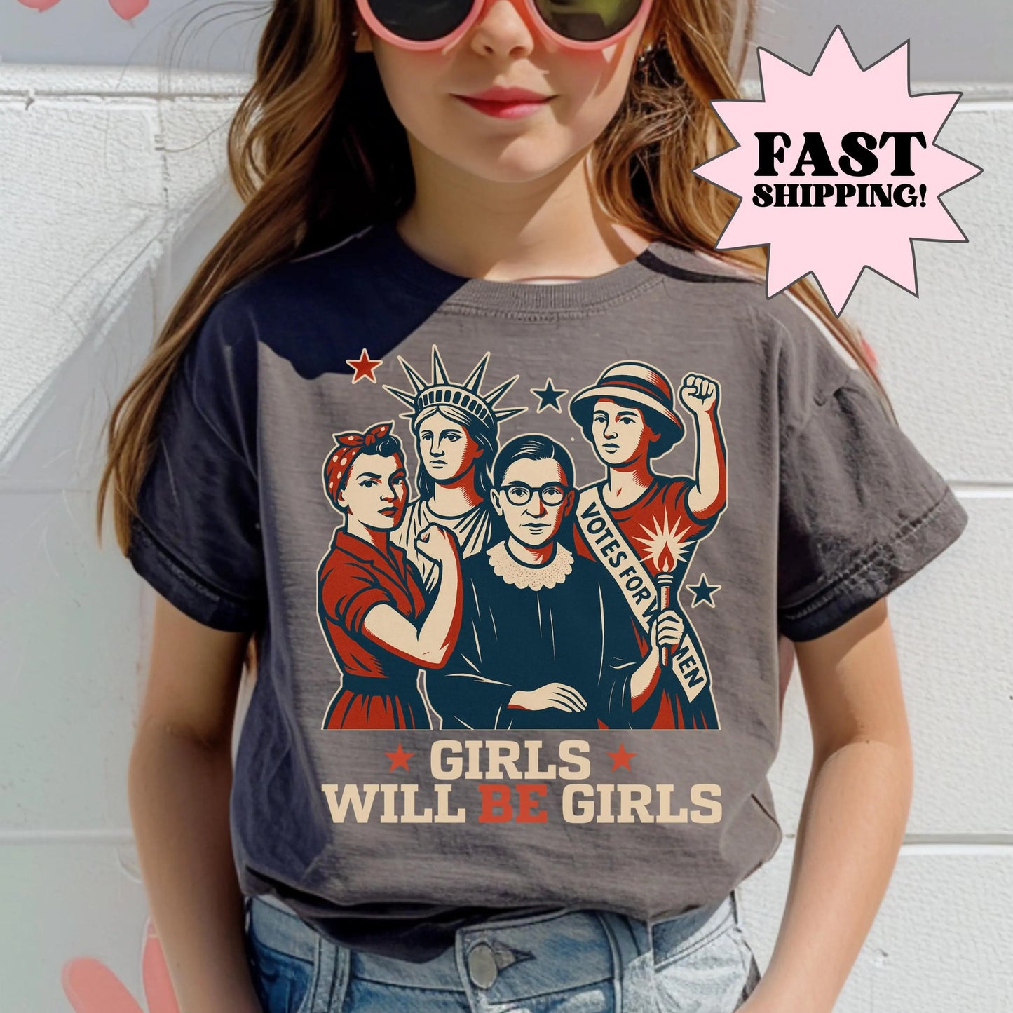 Comfort Colors Kids 4th of July Shirt, Youth USA Shirt, Fourth of July Shirt, Patriotic Feminist Shirt, RBG Shirt, Equal Rights Shirt