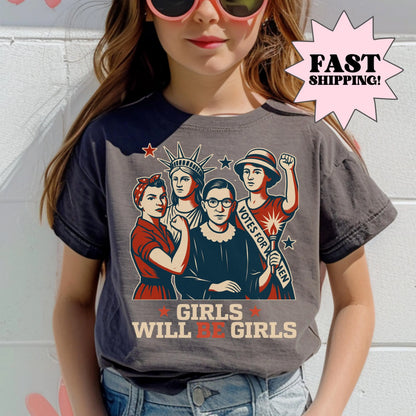 Comfort Colors Kids 4th of July Shirt, Youth USA Shirt, Fourth of July Shirt, Patriotic Feminist Shirt, RBG Shirt, Equal Rights Shirt