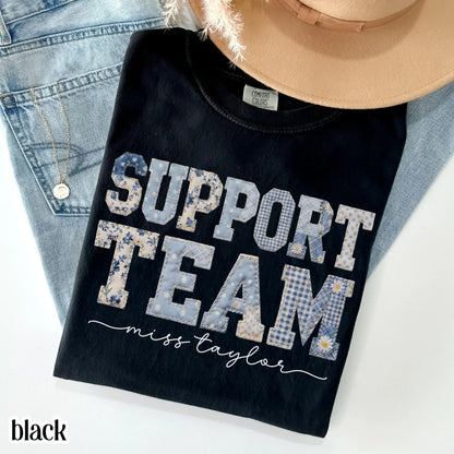 Support Team Comfort Colors® Shirt Staff Dream Team Teacher Tee Custom School Name Matching Group T-Shirt Faux Patchwork Back to School