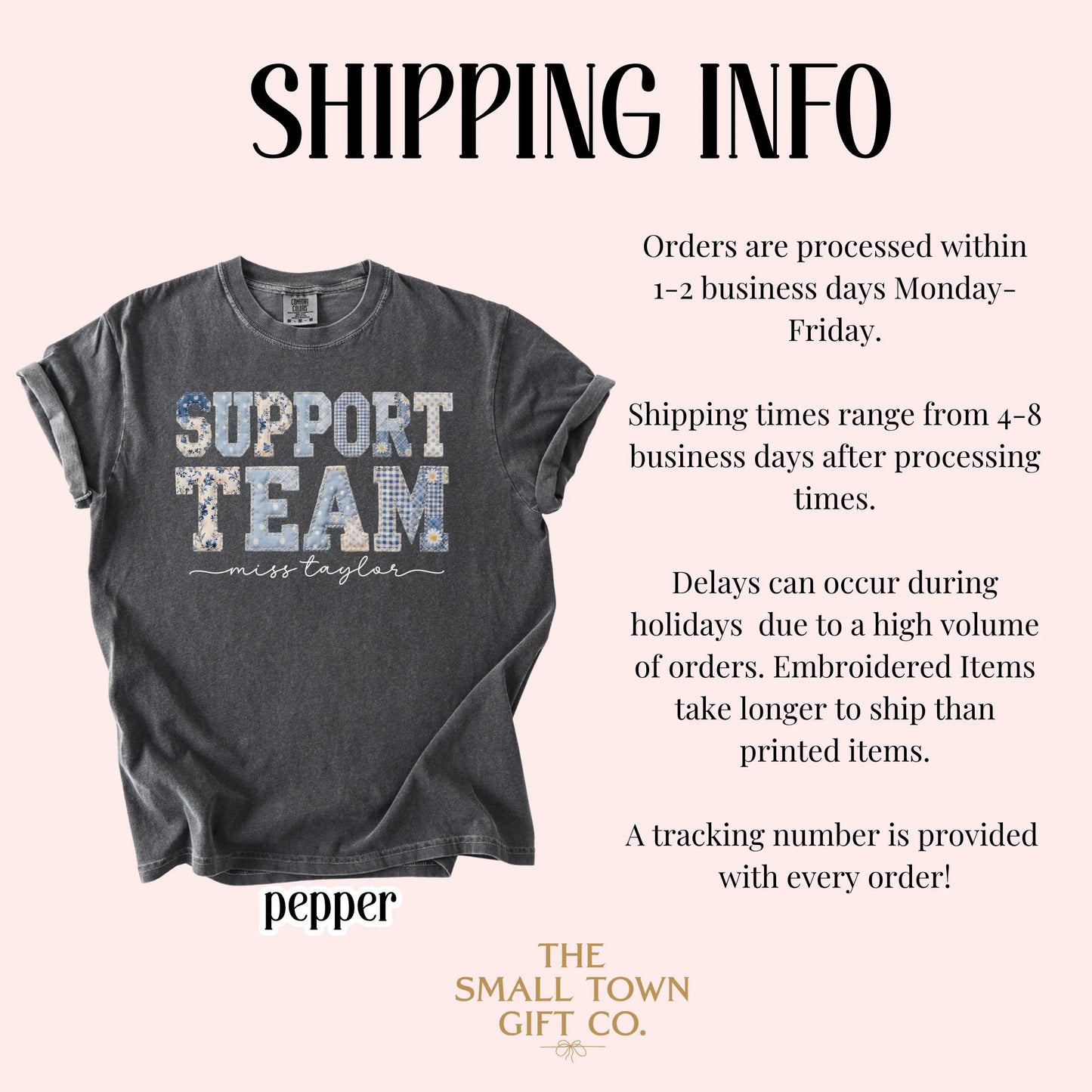 Support Team Comfort Colors® Shirt Staff Dream Team Teacher Tee Custom School Name Matching Group T-Shirt Faux Patchwork Back to School