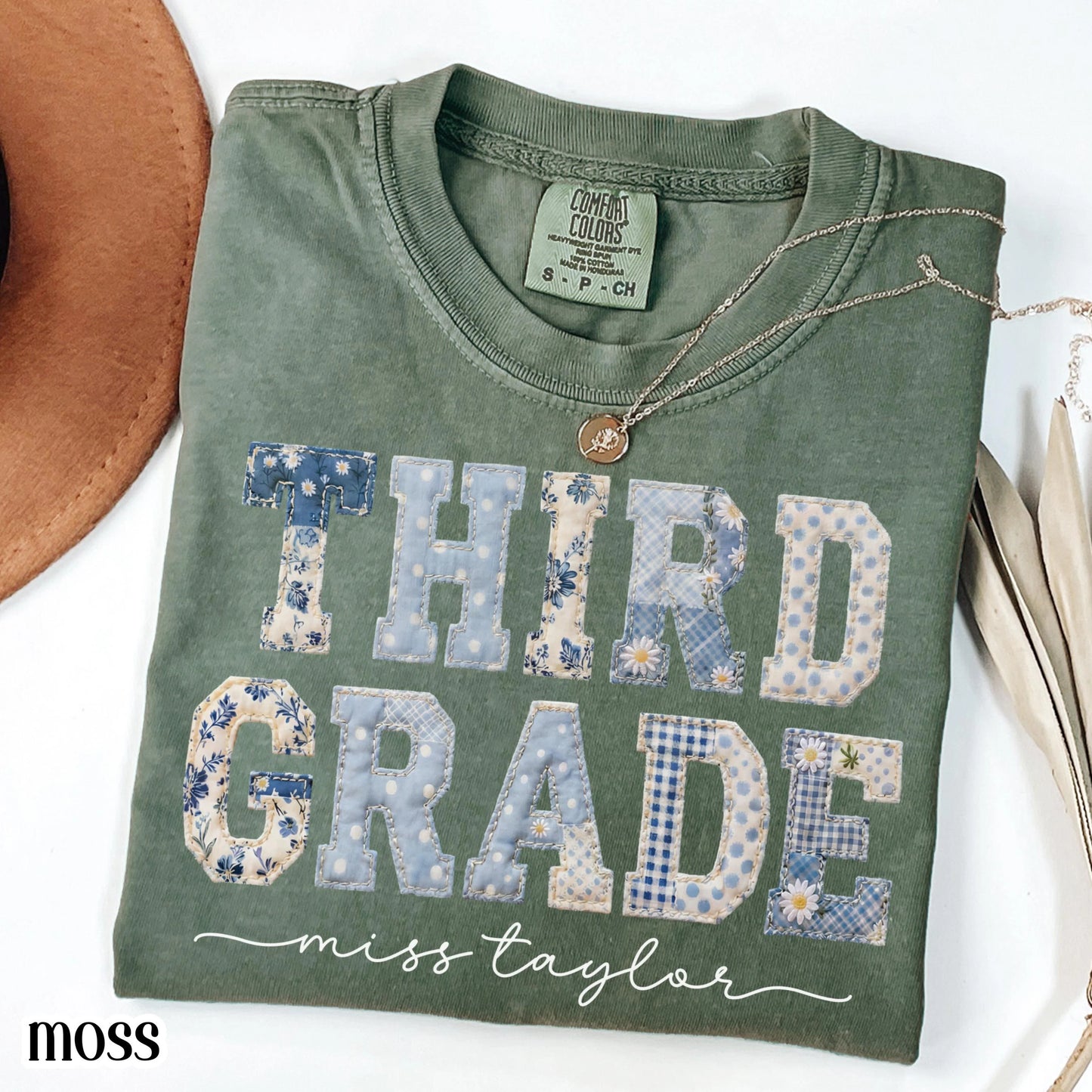 Third Grade Comfort Colors® Shirt 3rd Grade Dream Team Teacher Tee Custom School Name Matching Group T-Shirt Faux Patchwork Back to School