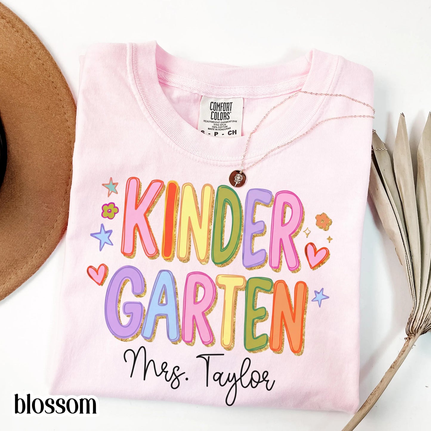Custom Comfort Colors® Kindergarten Teacher Shirt First Day Kinder Matching Group T-Shirt Colorful Cute Educator Back to School Outfit