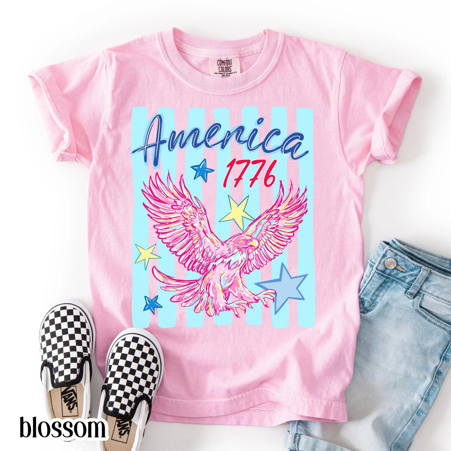 Youth 4th of July Comfort Colors® Shirt America 1776 250 Anniversary Patriotic USA Tee Striped Bald Freedom Eagle TShirt Fourth of July