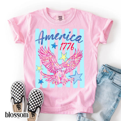Youth 4th of July Comfort Colors® Shirt America 1776 250 Anniversary Patriotic USA Tee Striped Bald Freedom Eagle TShirt Fourth of July