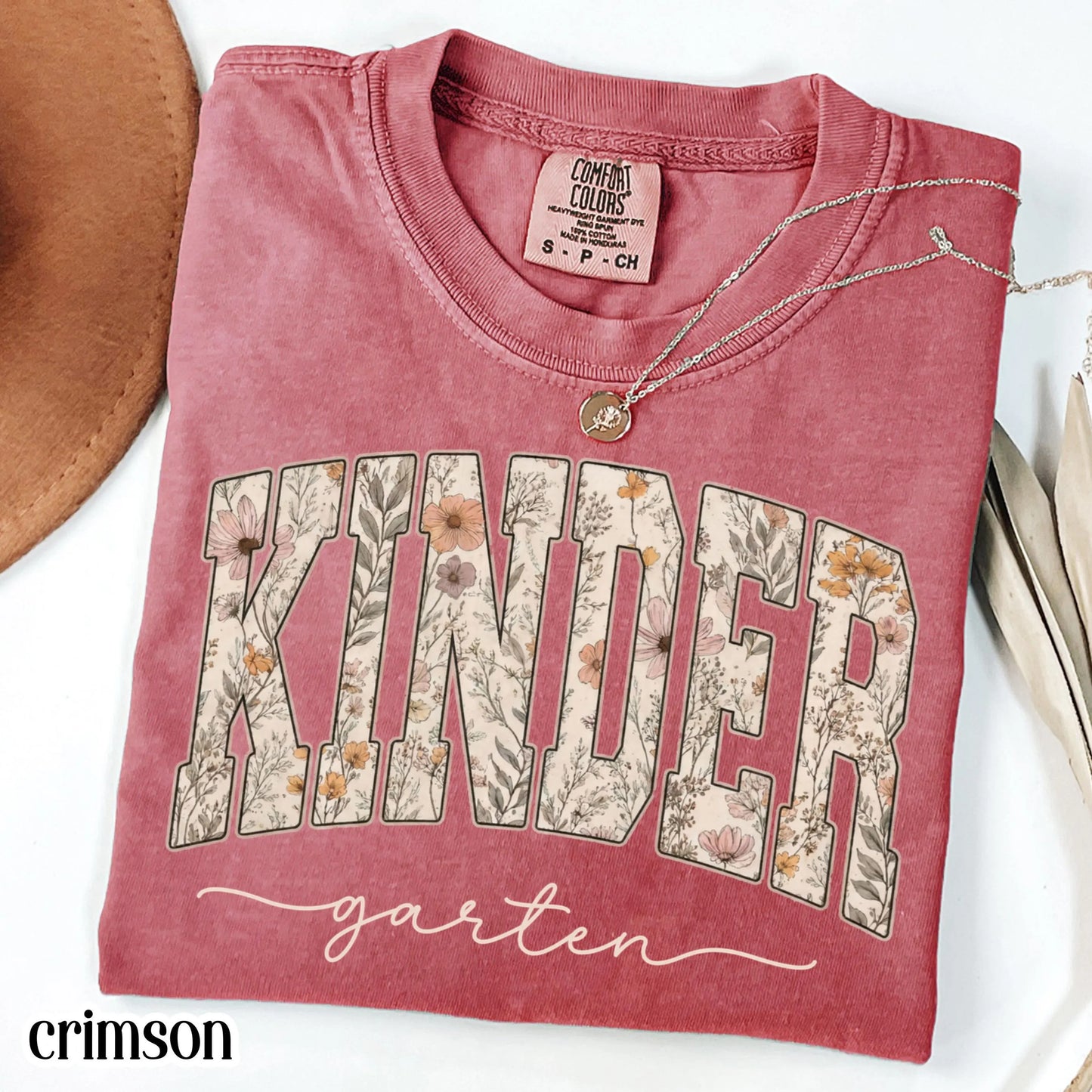 Comfort Colors® Kindergarten Teacher Shirt First Day Kinder Matching Group T-Shirt Wildflower Boho Cute Educator Back to School Outfit