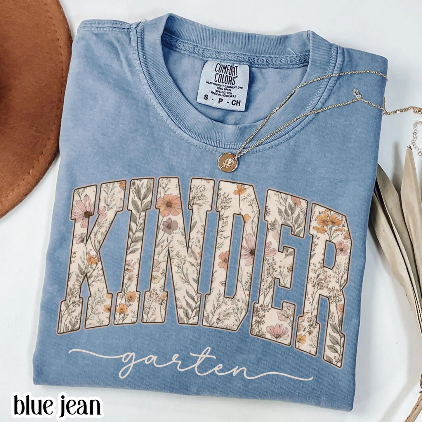 Comfort Colors® Kindergarten Teacher Shirt First Day Kinder Matching Group T-Shirt Wildflower Boho Cute Educator Back to School Outfit