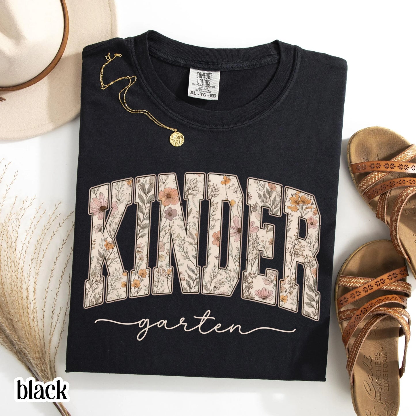 Comfort Colors® Kindergarten Teacher Shirt First Day Kinder Matching Group T-Shirt Wildflower Boho Cute Educator Back to School Outfit