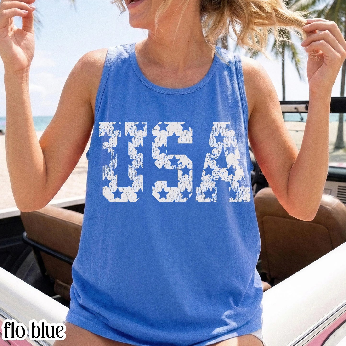 Comfort Colors 4th of July Shirt, USA Shirt, Fourth of July Tank Top, American Flag Shirt, American Citizen Shirt, Floral United States Tank