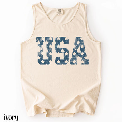 Comfort Colors 4th of July Shirt, USA Shirt, Fourth of July Tank Top, American Flag Shirt, American Citizen Shirt, Floral United States Tank