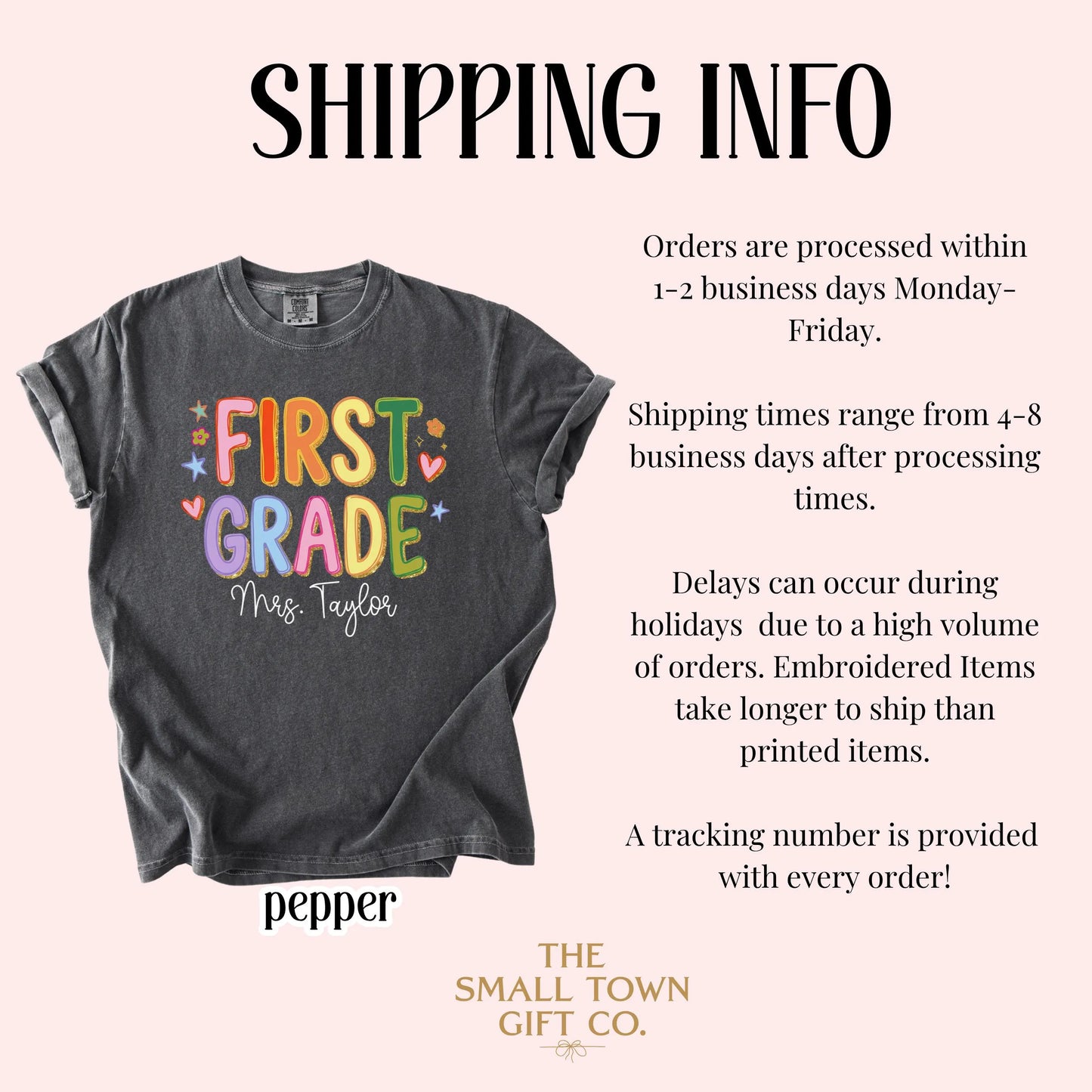 Custom Comfort Colors® First Grade Teacher Shirt First Day 1st Grade Matching Group T-Shirt Colorful Cute Educator Back to School Outfit