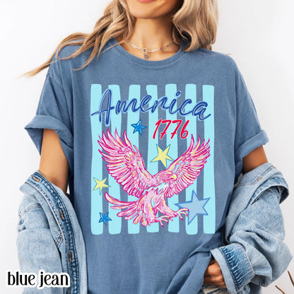 Youth 4th of July Comfort Colors® Shirt America 1776 250 Anniversary Patriotic USA Tee Striped Bald Freedom Eagle TShirt Fourth of July