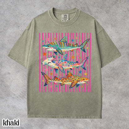 Comfort Colors® Shark Shirt Aesthetic Tropical Ocean Graphic Tee Bright Marine Life Coastal TShirt Summer Beach Shark Week Lover T-Shirt
