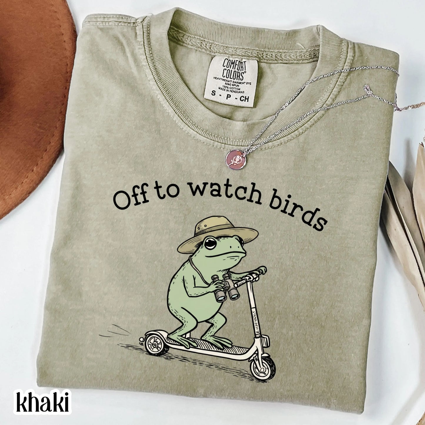 Comfort Colors® Birdwatching Shirt Funny Frog Off to Watch Birds T-Shirt Nature Bird Nerd Tee Nature Lover For Birding Bird Watcher Gift
