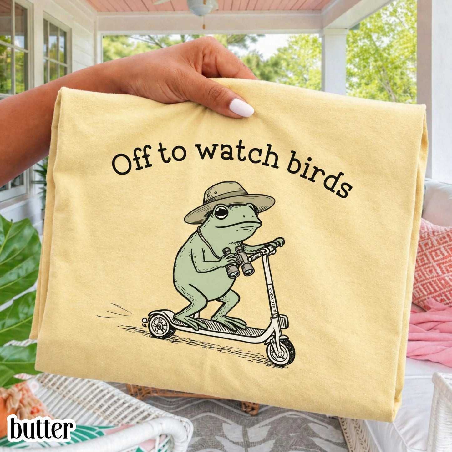 Comfort Colors® Birdwatching Shirt Funny Frog Off to Watch Birds T-Shirt Nature Bird Nerd Tee Nature Lover For Birding Bird Watcher Gift