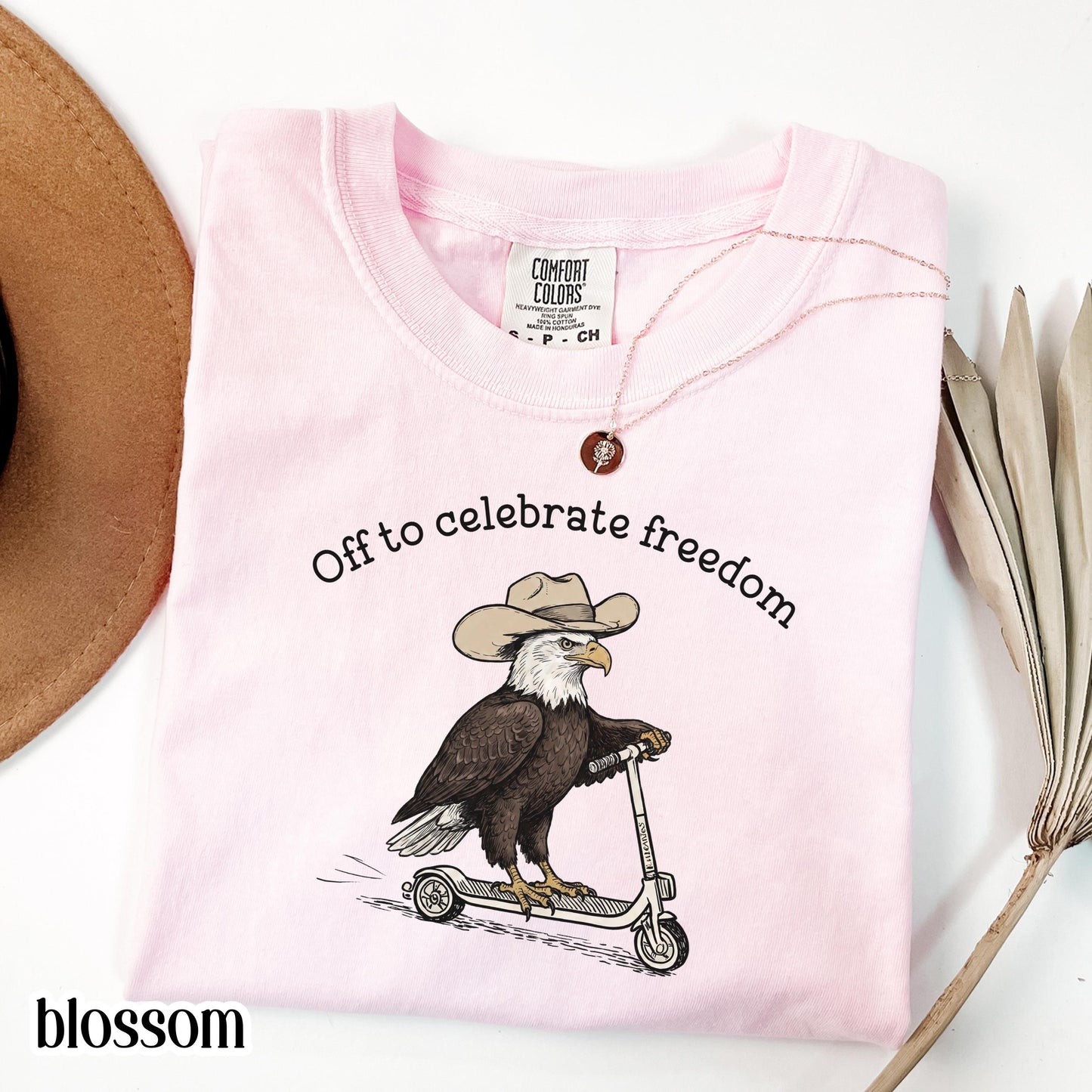 Fourth of July Comfort Colors® Shirt Eagle Off to Celebrate Freedom T-Shirt 4th Of July Cowboy Scooter Bird 250 America Anniversary Tee