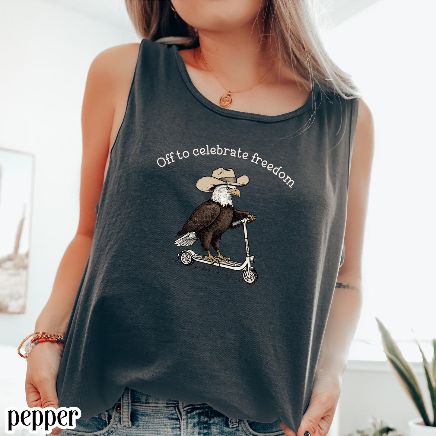 Fourth of July Comfort Colors® Shirt Eagle Off to Celebrate Freedom T-Shirt 4th Of July Cowboy Scooter Bird 250 America Anniversary Tee