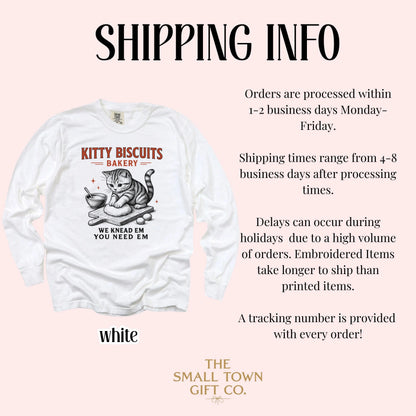 Comfort Colors® Cat Shirt Long Sleeve Funny Cat TShirt Kitty Biscuits Meme T Shirt Bakery Sourdough Lover Tee Silly Gift for Kitty Lover Tee