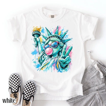 Comfort Colors USA Shirt 4th of July Statue of Liberty T-Shirt 250 Aniiversary Freedom Graphic Tee Fourth of July Patriotic Pop Art TShirt