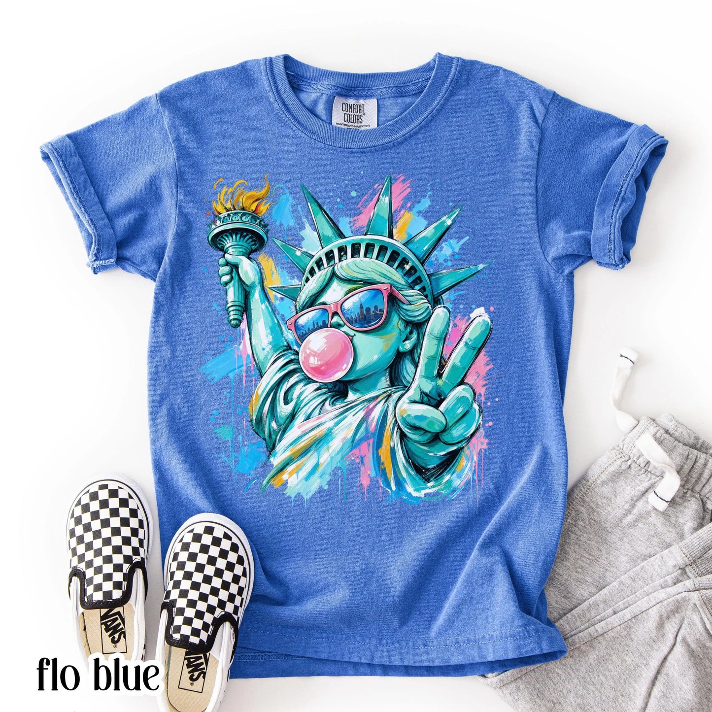 Comfort Colors USA Shirt 4th of July Statue of Liberty T-Shirt 250 Aniiversary Freedom Graphic Tee Fourth of July Patriotic Pop Art TShirt