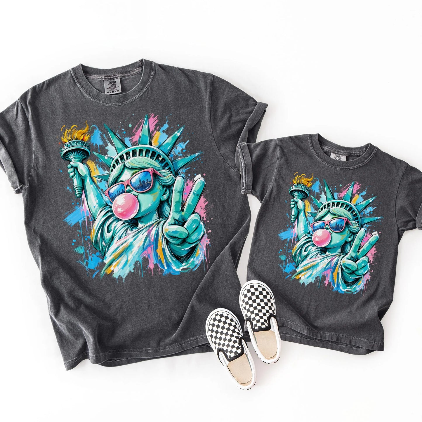 Comfort Colors USA Shirt 4th of July Statue of Liberty T-Shirt 250 Aniiversary Freedom Graphic Tee Fourth of July Patriotic Pop Art TShirt