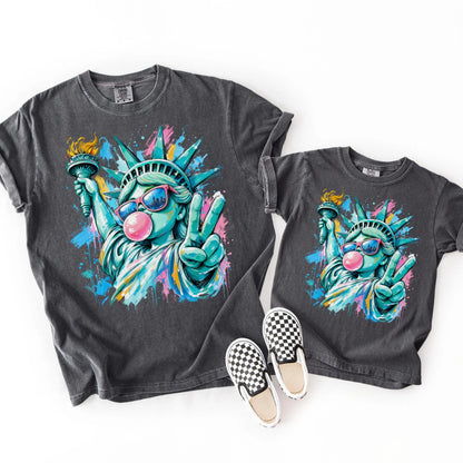 Comfort Colors USA Shirt 4th of July Statue of Liberty T-Shirt 250 Aniiversary Freedom Graphic Tee Fourth of July Patriotic Pop Art TShirt