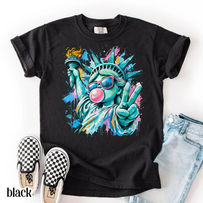 Comfort Colors USA Shirt 4th of July Statue of Liberty T-Shirt 250 Aniiversary Freedom Graphic Tee Fourth of July Patriotic Pop Art TShirt