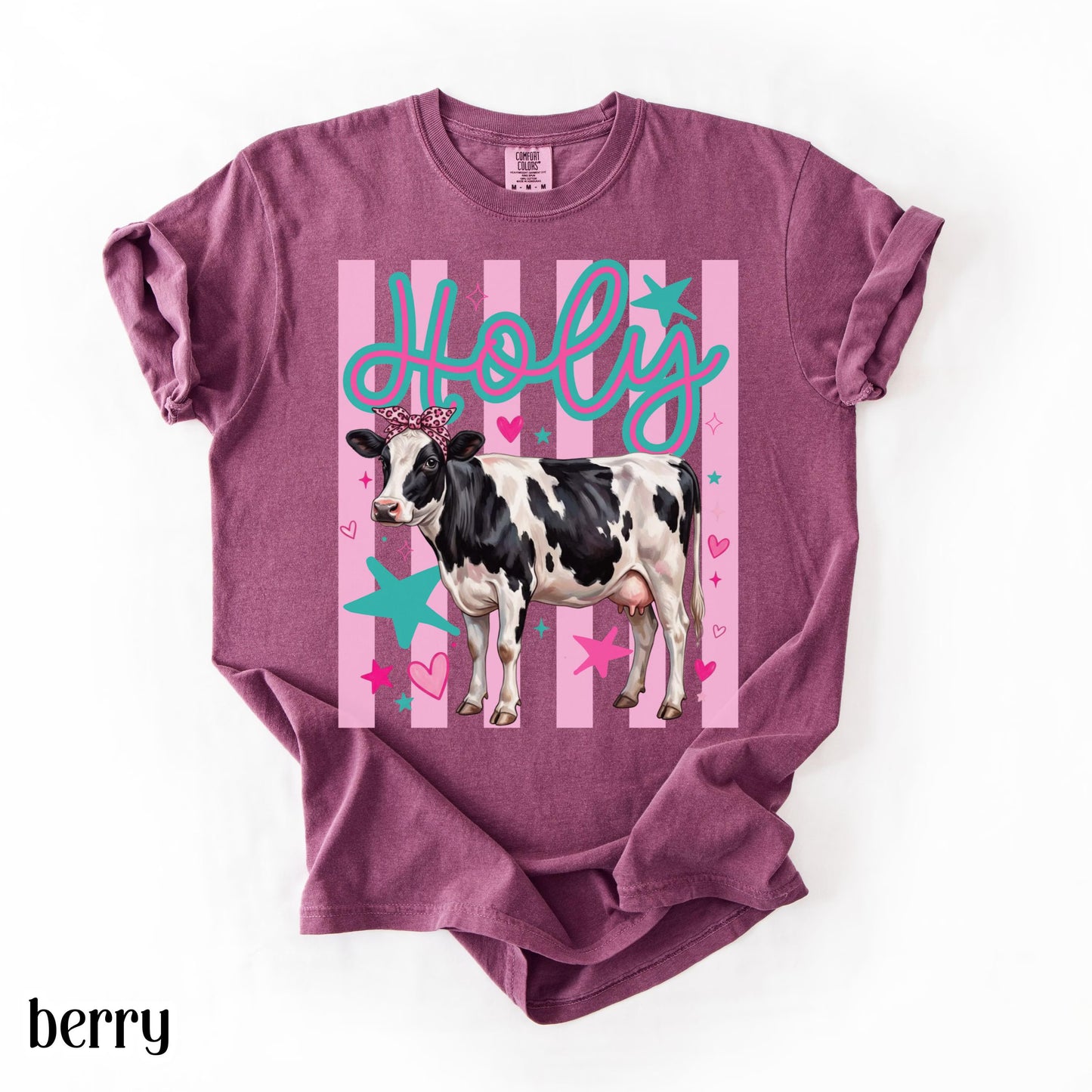 Cow Comfort Colors® Shirt Preppy Western Farm Animal Tee Silly Ranch Life Tshirt Funny Country Lover TShirt Aesthetic Holy Dairy Cow T-Shirt