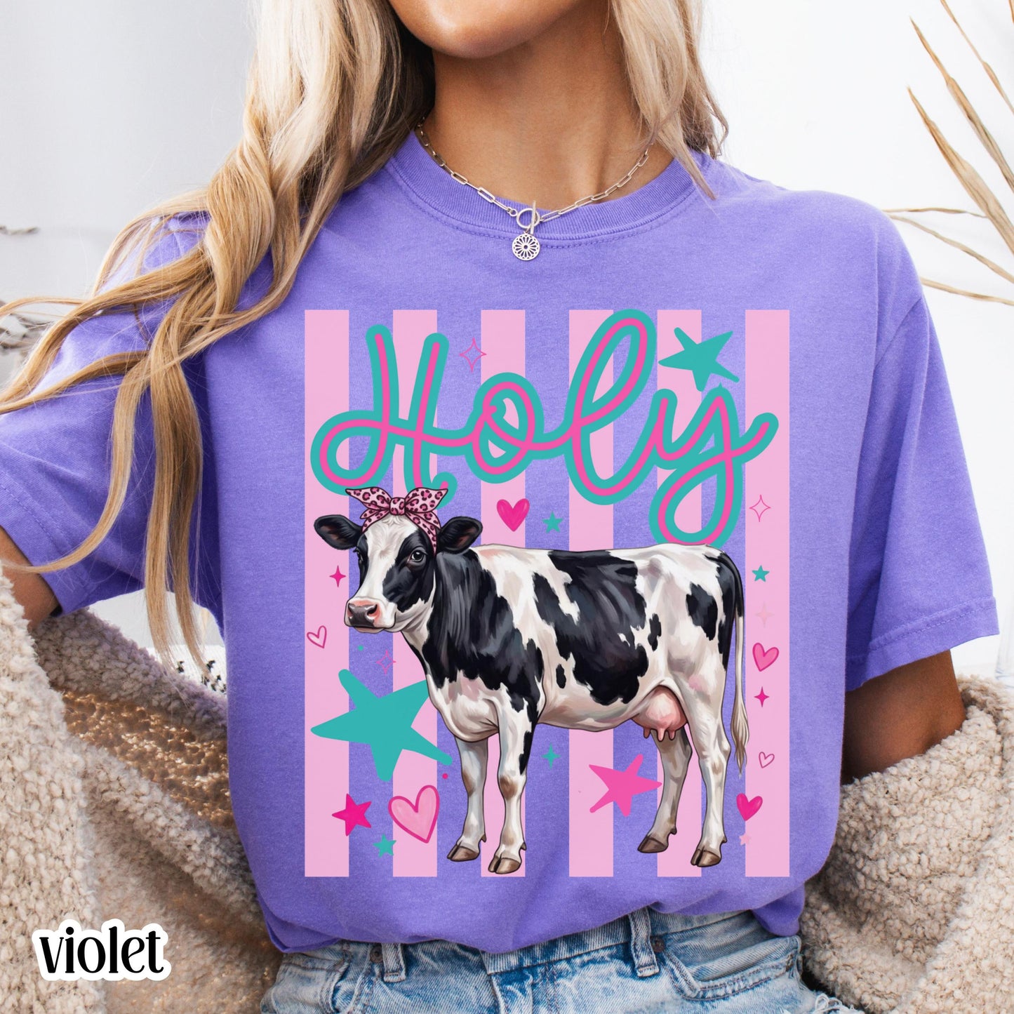 Cow Comfort Colors® Shirt Preppy Western Farm Animal Tee Silly Ranch Life Tshirt Funny Country Lover TShirt Aesthetic Holy Dairy Cow T-Shirt