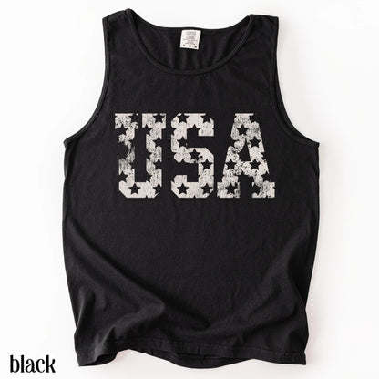 Comfort Colors 4th of July Shirt, USA Shirt, Fourth of July Tank Top, American Flag Shirt, American Citizen Shirt, Floral United States Tank