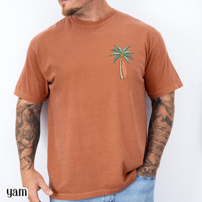 Christian Comfort Colors® Shirt Even The Wind And Waves Obey Him Mark 4:41 Tee Surfboard Palm Tree TShirt Mens Summer Faith Based T-Shirt