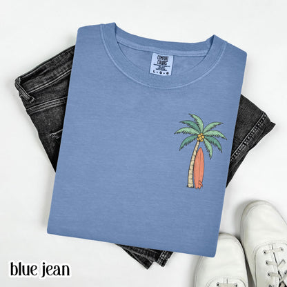 Christian Comfort Colors® Shirt Even The Wind And Waves Obey Him Mark 4:41 Tee Surfboard Palm Tree TShirt Mens Summer Faith Based T-Shirt