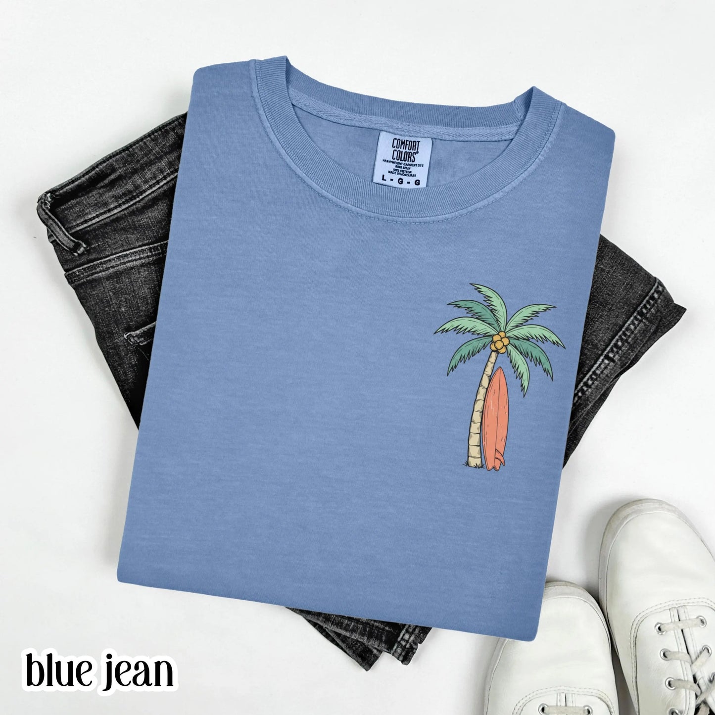 Christian Comfort Colors® Shirt Even The Wind And Waves Obey Him Mark 4:41 Tee Surfboard Palm Tree TShirt Mens Summer Faith Based T-Shirt
