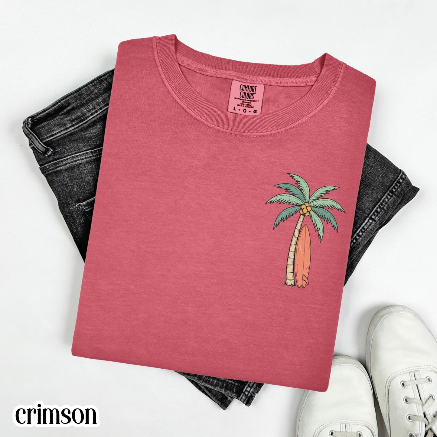 Christian Comfort Colors® Shirt Even The Wind And Waves Obey Him Mark 4:41 Tee Surfboard Palm Tree TShirt Mens Summer Faith Based T-Shirt
