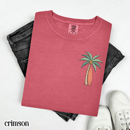Christian Comfort Colors® Shirt Even The Wind And Waves Obey Him Mark 4:41 Tee Surfboard Palm Tree TShirt Mens Summer Faith Based T-Shirt