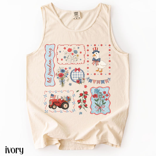 Comfort Colors® 4th of July Tank Top USA Fourth of July Tank American Freedom Cottagecore Shirt Merica God Bless America for Fourth of July