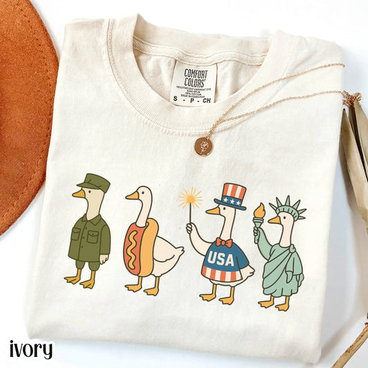 Comfort Colors 4th of July Shirt, USA Shirt, Fourth of July Goose Shirt, American Flag Shirt, Classic USA Shirt, Goose Shirt, Funny Shirt