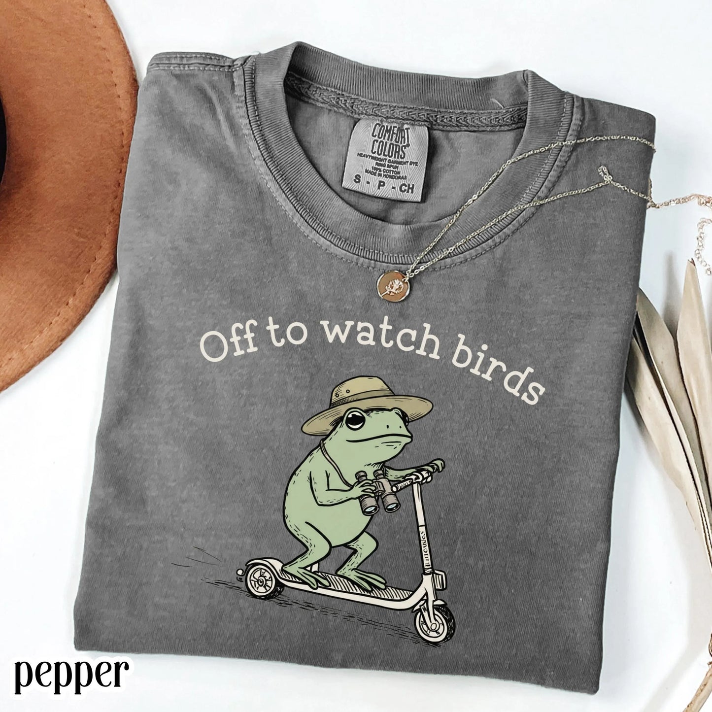 Comfort Colors® Birdwatching Shirt Funny Frog Off to Watch Birds T-Shirt Nature Bird Nerd Tee Nature Lover For Birding Bird Watcher Gift
