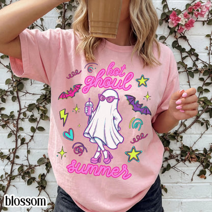 Summerween Comfort Colors® Shirt Girly 90s Halloween Ghost Tee Cute Pink Boo Outfit Spooky Season TShirt Trendy Hot Ghoul Summer T-Shirt