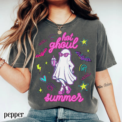 Summerween Comfort Colors® Shirt Girly 90s Halloween Ghost Tee Cute Pink Boo Outfit Spooky Season TShirt Trendy Hot Ghoul Summer T-Shirt