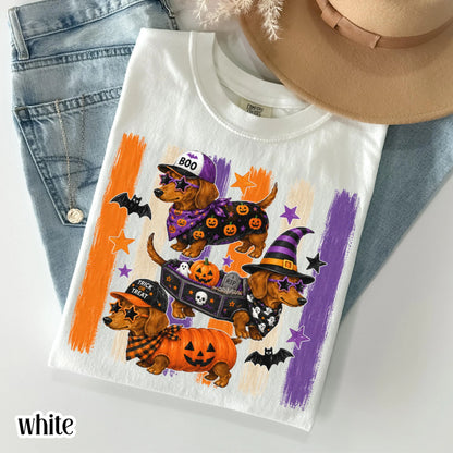 Halloween Dachshund Comfort Colors® Shirt Doxie Pumpkin Costume Tee Spooky Season Cute Wiener Dog TShirt Trick or Treat Fall Animal T-Shirt