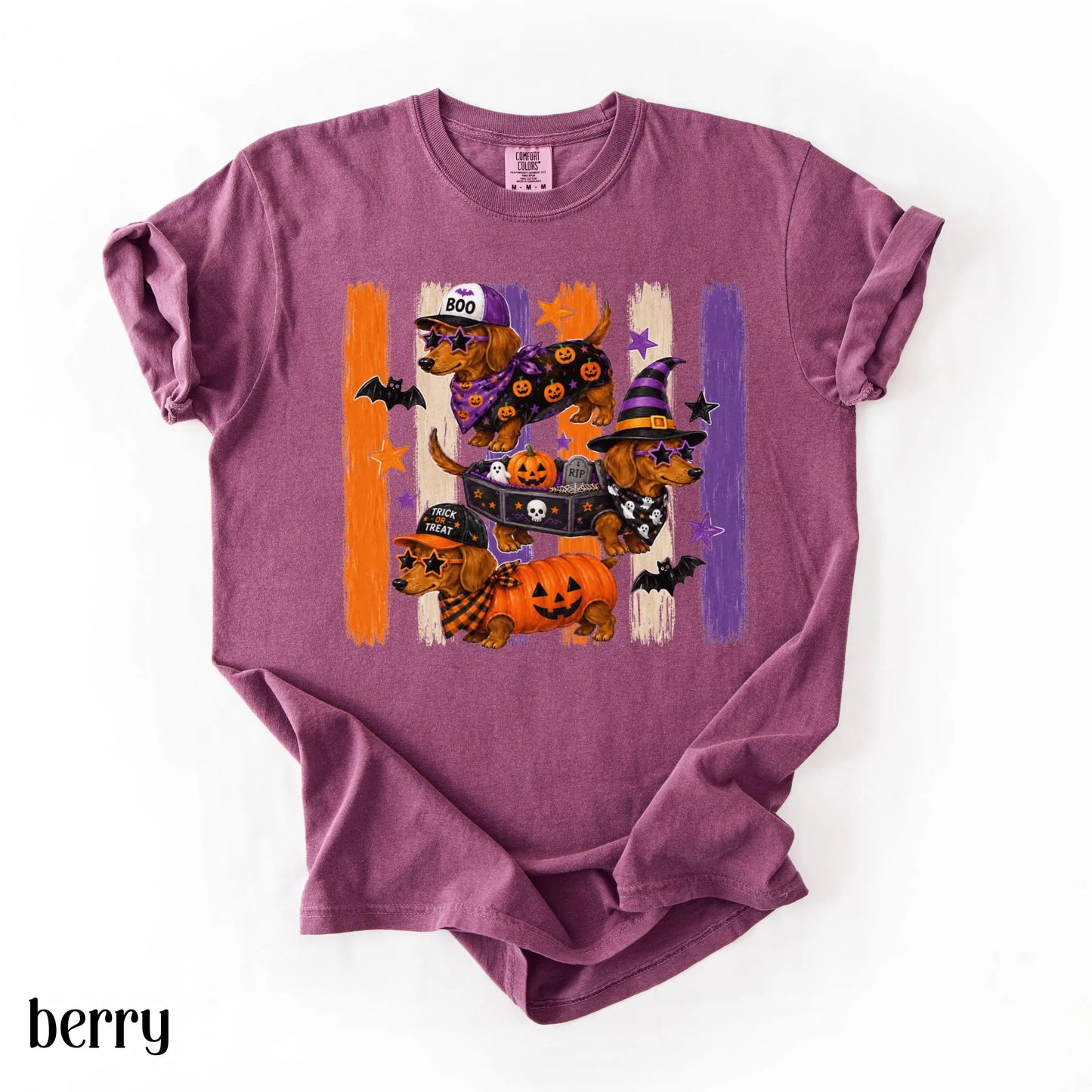 Halloween Dachshund Comfort Colors® Shirt Doxie Pumpkin Costume Tee Spooky Season Cute Wiener Dog TShirt Trick or Treat Fall Animal T-Shirt