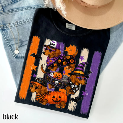 Halloween Dachshund Comfort Colors® Shirt Doxie Pumpkin Costume Tee Spooky Season Cute Wiener Dog TShirt Trick or Treat Fall Animal T-Shirt