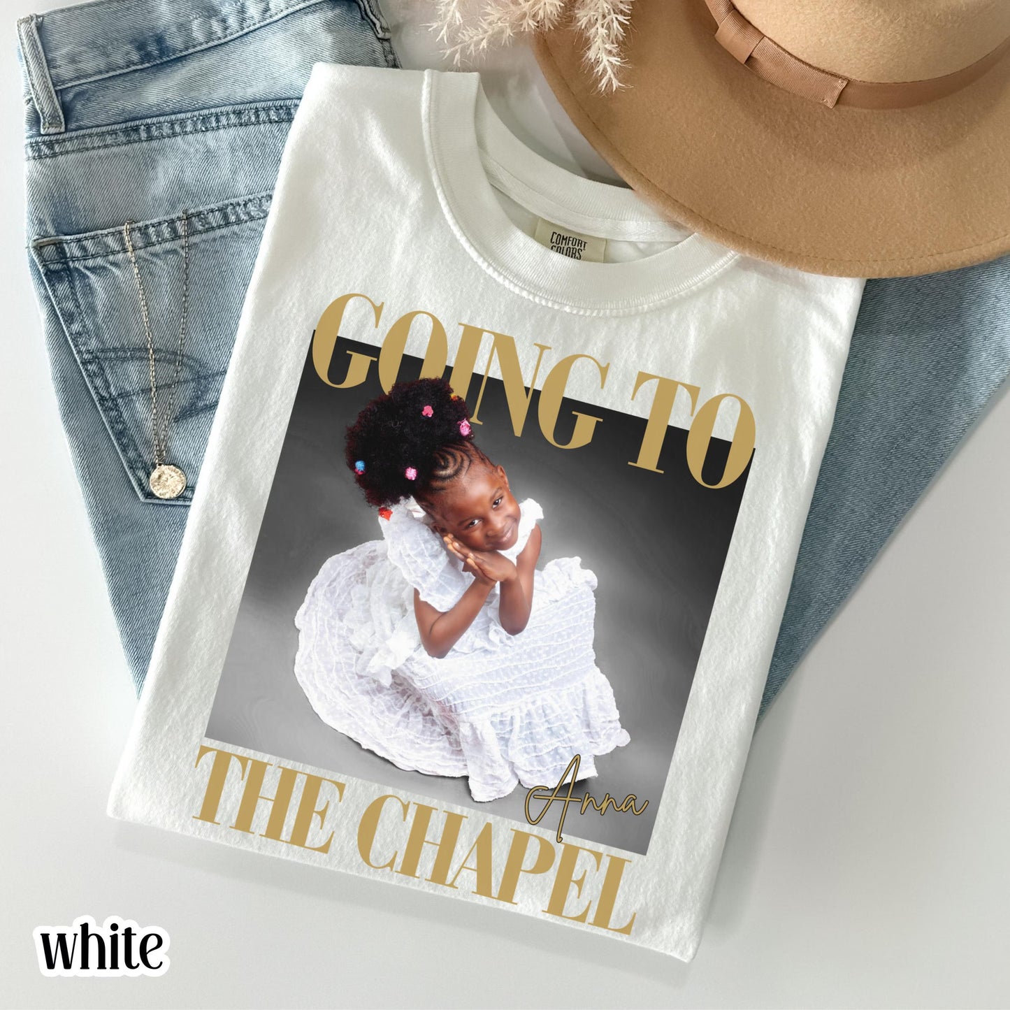 Personalized Bachelorette Comfort Colors® Bride Shirt Going to the Chapel Bachelorette Photo T-Shirt Wedding Party Custom Bridal Shower Gift
