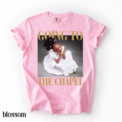 Personalized Bachelorette Comfort Colors® Bride Shirt Going to the Chapel Bachelorette Photo T-Shirt Wedding Party Custom Bridal Shower Gift
