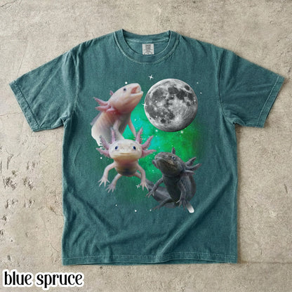 Axolotl Comfort Colors® Shirt Funny Moon Howling Axolotl TShirt 90s Bootleg Funny Aquatic Salamander Lightning Tee Cute Amphibian Lover