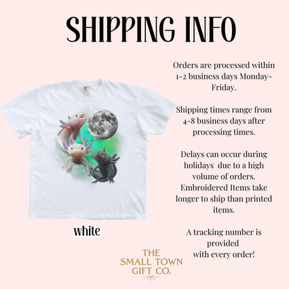 Axolotl Comfort Colors® Shirt Funny Moon Howling Axolotl TShirt 90s Bootleg Funny Aquatic Salamander Lightning Tee Cute Amphibian Lover