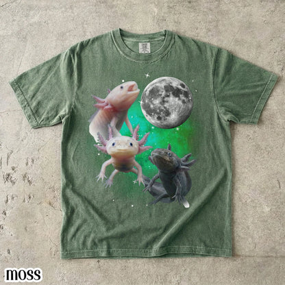 Axolotl Comfort Colors® Shirt Funny Moon Howling Axolotl TShirt 90s Bootleg Funny Aquatic Salamander Lightning Tee Cute Amphibian Lover