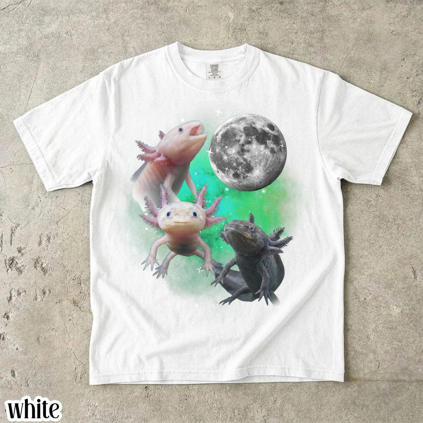 Axolotl Comfort Colors® Shirt Funny Moon Howling Axolotl TShirt 90s Bootleg Funny Aquatic Salamander Lightning Tee Cute Amphibian Lover